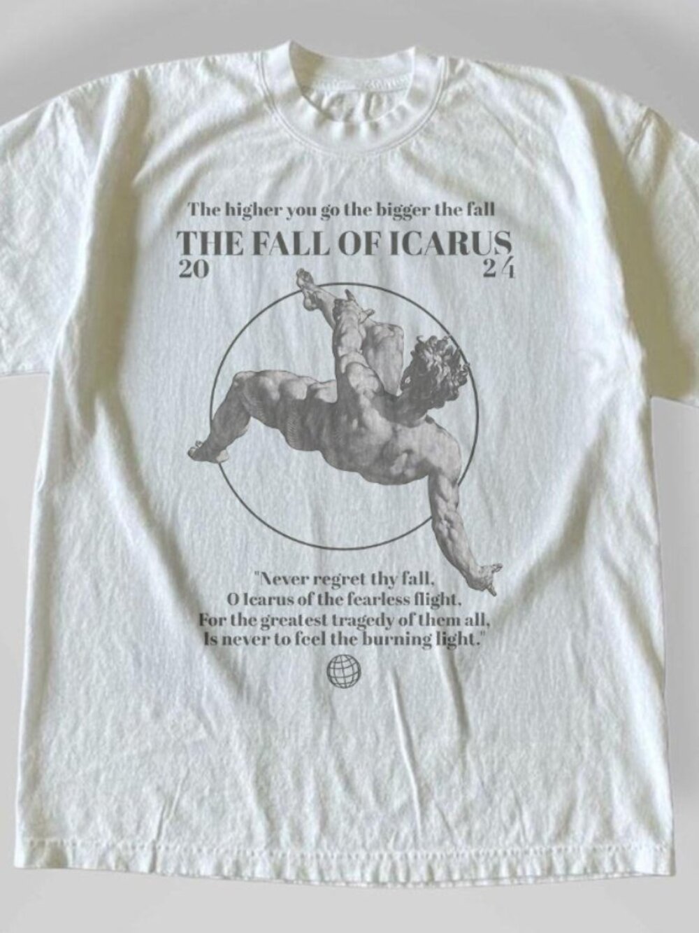 Vintage Style THE FALL OF ICARUS T-Shirt White Unisex Tee
